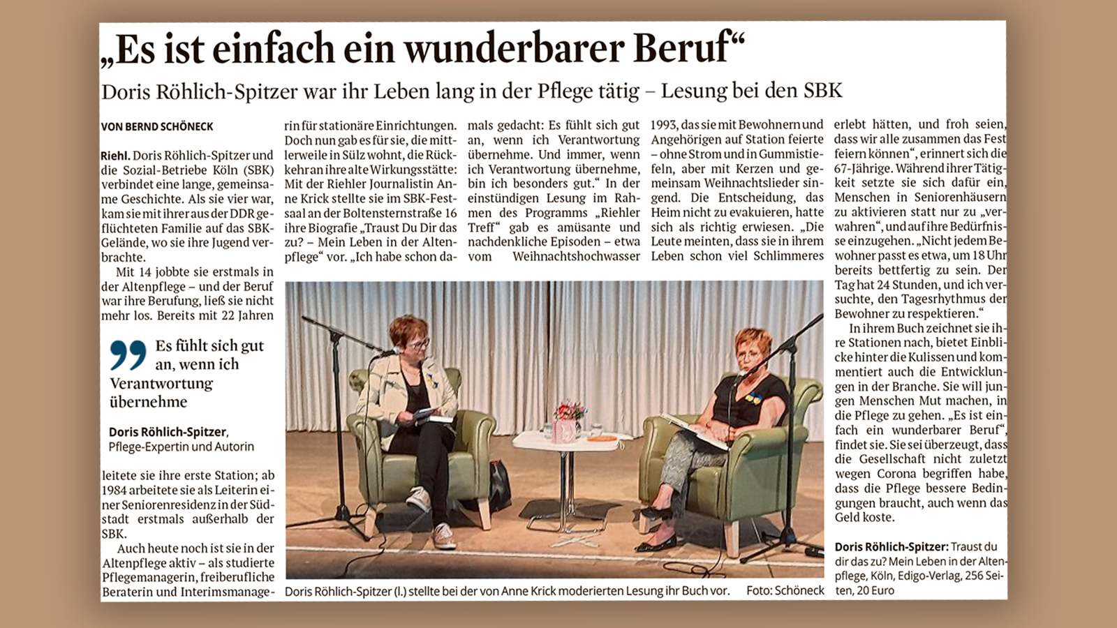 Zeitungsartikel KStA Interview Röhlich-Spitzer